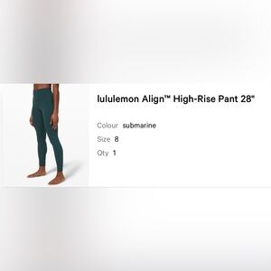 Lululemon Align HR Pant 28” - SUBM - Size 8